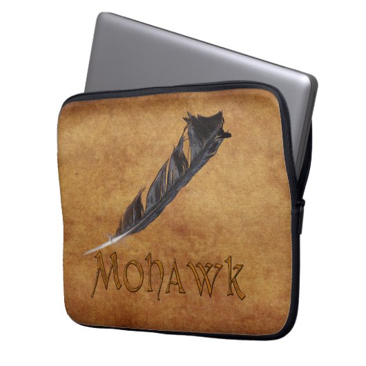 MOHAWK Native American Feather Laptop Sleeve (Vorderseite Links)