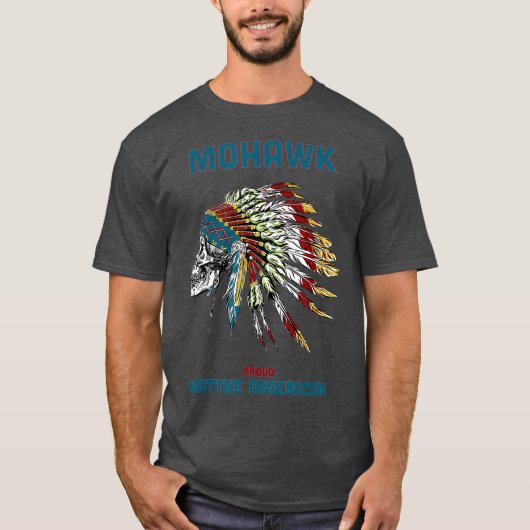 Mohawk Native Amerikanische Ureinwohner Retro Vint T-Shirt (Vorderseite)