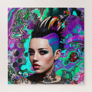 Mohawk-Punk-Girl Abstract Art Puzzle