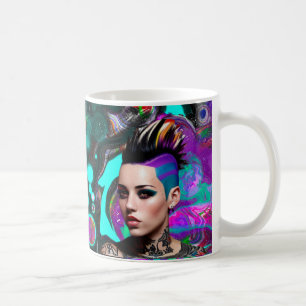 Mohawk-Punk-Girl Abstracte Kunst Kaffeetasse