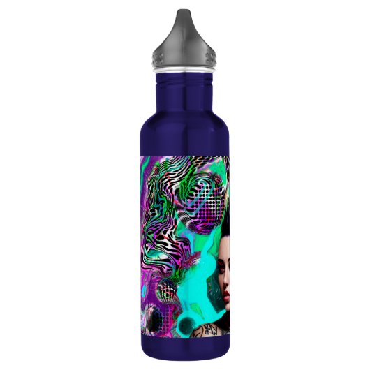Mohawk Punk Girl Abstrakt Art Edelstahlflasche (Links)