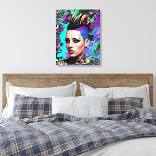 Mohawk Punk Girl Abstrakt Art Leinwanddruck (Insitu (Schlafzimmer))