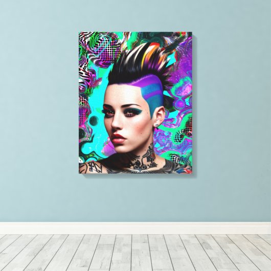 Mohawk Punk Girl Abstrakt Art Leinwanddruck (Insitu (Holzboden))