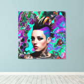 Mohawk Punk Girl Abstrakt Art Leinwanddruck (Insitu (Holzboden))