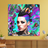 Mohawk Punk Girl Abstrakt Art Leinwanddruck (Insitu (Wohnzimmer))