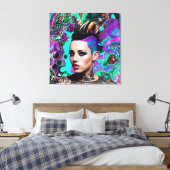 Mohawk Punk Girl Abstrakt Art Leinwanddruck (Insitu (Schlafzimmer))
