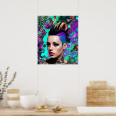 Mohawk Punk Girl Abstrakt Art Poster (Küche)