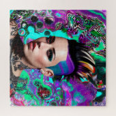 Mohawk Punk Girl Abstrakt Art Puzzle (Horizontal)