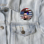 Mohawk Punk Girl mit amerikanischer Flagge Button (Beispiel)
