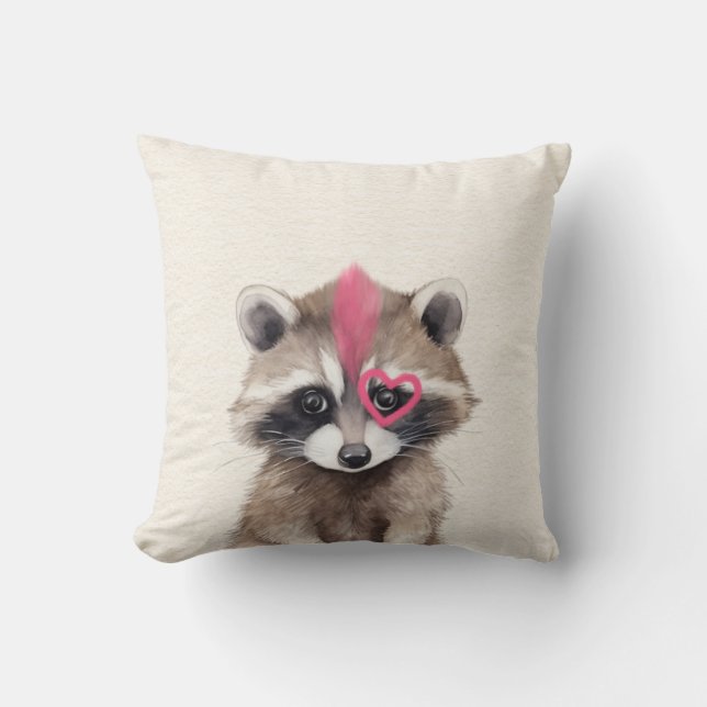 Mohawk Raccoon Woodland Kinderzimmer Kissen (Vorderseite)
