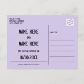 Mohawk Save the Date Postcard Punk Rock Hochzeit Ankündigungspostkarte (Rückseite)