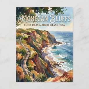 Mohegan Bluffs, Block Island, Rhode Island, USA Postkarte