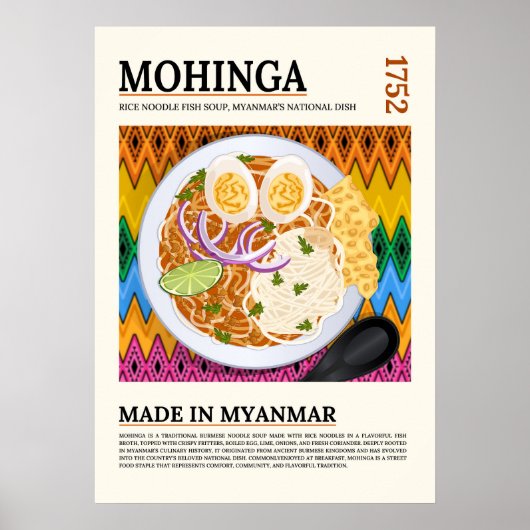 Mohinga Traditionelle Burmesische Fisch-Nudelsuppe Poster (Vorne)