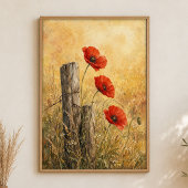 Mohn an der Hecke Wasserfarbenposter Poster