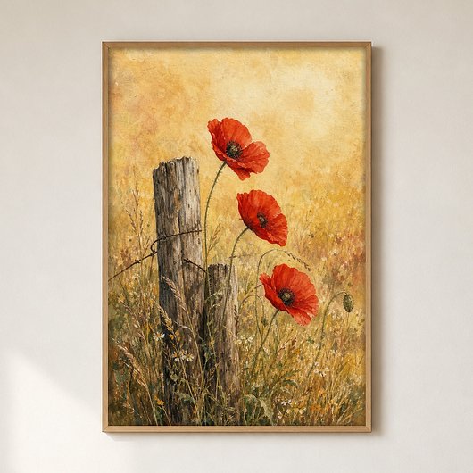 Mohn an der Hecke Wasserfarbenposter Poster