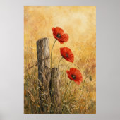 Mohn an der Hecke Wasserfarbenposter Poster (Vorne)