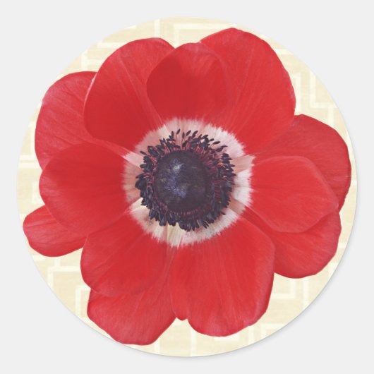Mohn auf Beige Runder Aufkleber (Vorderseite)