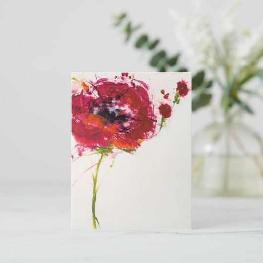 Mohn auf Weiß Postkarte (Stehend Vorderseite)