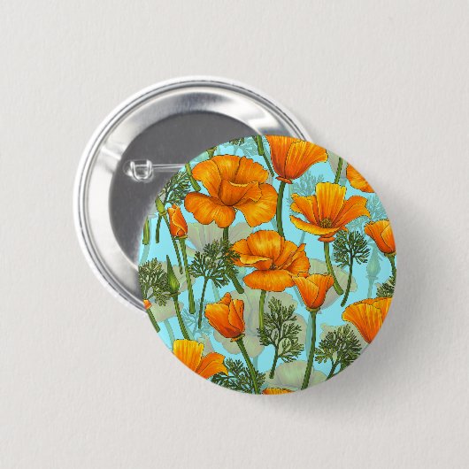 Mohn aus Kalifornien Button (Vorne & Hinten)