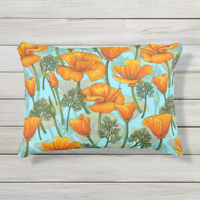 Mohn aus Kalifornien Kissen Für Draußen (Vorderseite)