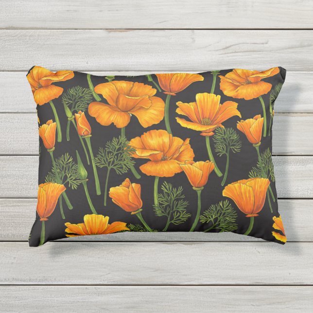 Mohn aus Kalifornien Kissen Für Draußen (Vorderseite)