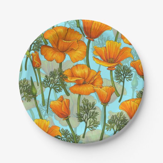 Mohn aus Kalifornien Pappteller (Vorderseite)