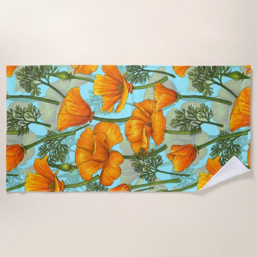 Mohn aus Kalifornien Strandtuch (Vorderseite)