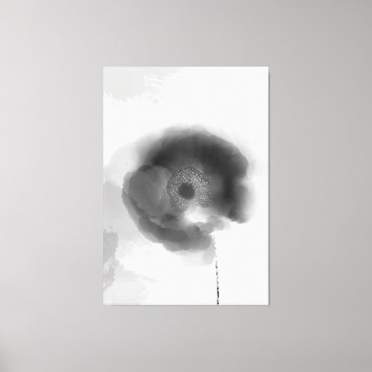 Mohn aus Troy Schwarz und Weiß Wasserfarbe Blüte Leinwanddruck (Vorderseite)