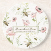 Mohn, Bienenzucht, Wildblumen Getränkeuntersetzer (Vorne)