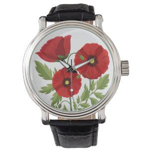 Mohn blüht fröhlich Sommer Blume Armbanduhr