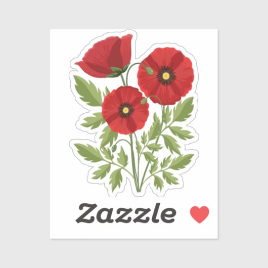 Mohn blüht fröhlich Sommer Blume Aufkleber (Blatt)