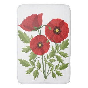 Mohn blüht fröhlich Sommer Blume Badematte