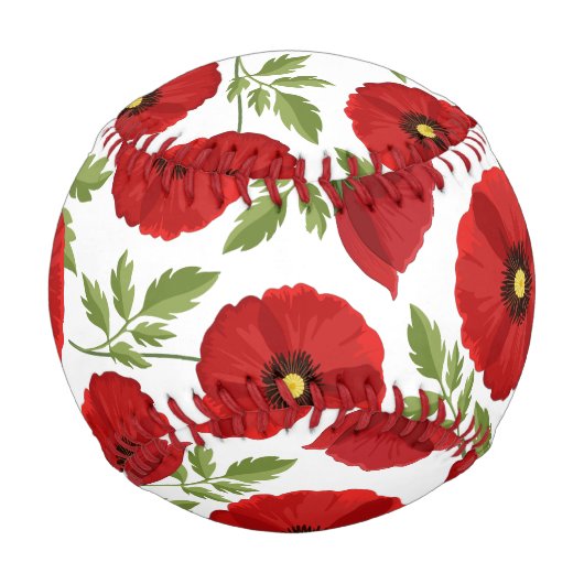 Mohn blüht fröhlich Sommer Blume Baseball (Vorderseite)