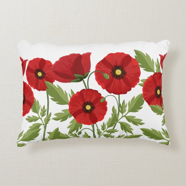 Mohn blüht fröhlich Sommer Blume Dekokissen (Vorderseite)