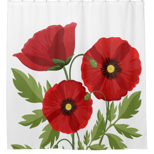Mohn blüht fröhlich Sommer Blume Duschvorhang (Vorderseite)