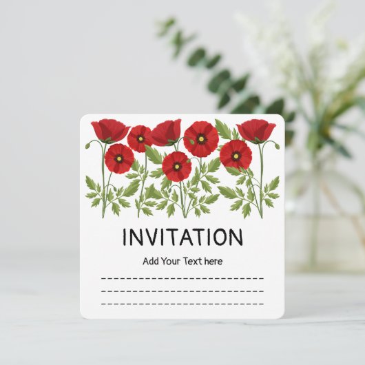 Mohn blüht fröhlich Sommer Blume Einladung (Stehend Vorderseite)