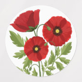 Mohn blüht fröhlich Sommer Blume Etiketten (Design 1)