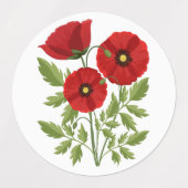 Mohn blüht fröhlich Sommer Blume Etiketten (Design 2)