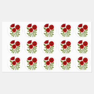 Mohn blüht fröhlich Sommer Blume Etiketten