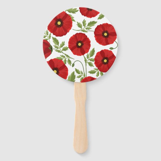 Mohn blüht fröhlich Sommer Blume Fächer (Rückseite)