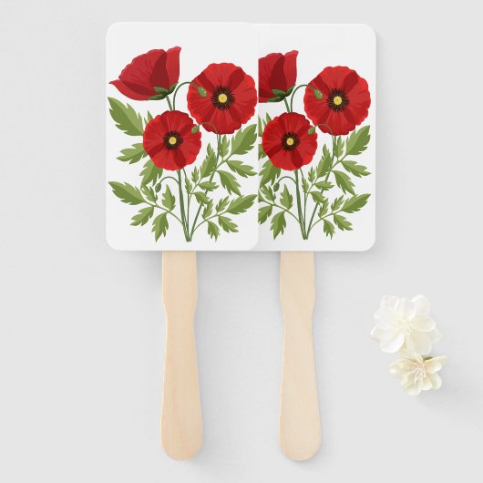Mohn blüht fröhlich Sommer Blume Fächer (Vorne und Hinten)