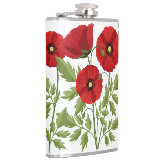 Mohn blüht fröhlich Sommer Blume Flachmann (Rechts)