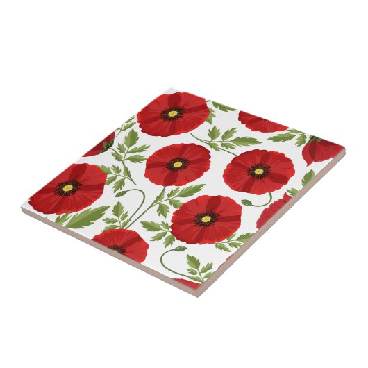 Mohn blüht fröhlich Sommer Blume Fliese (Seite)