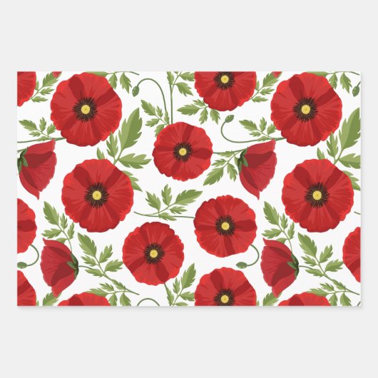 Mohn blüht fröhlich Sommer Blume Geschenkpapier Set (Vorderseite 3)