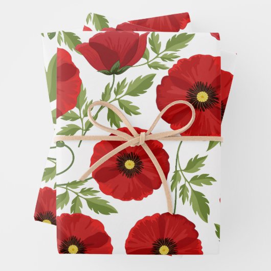 Mohn blüht fröhlich Sommer Blume Geschenkpapier Set (Beispiel)
