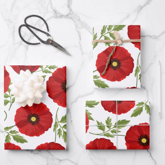 Mohn blüht fröhlich Sommer Blume Geschenkpapier Set (Vorderseite)