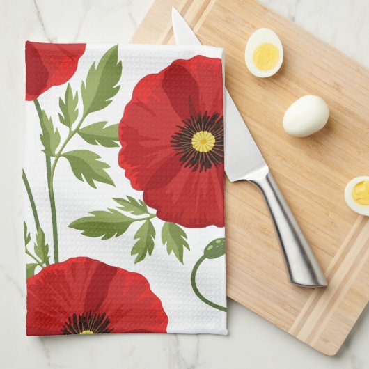 Mohn blüht fröhlich Sommer Blume Geschirrtuch (Viertel Falte)