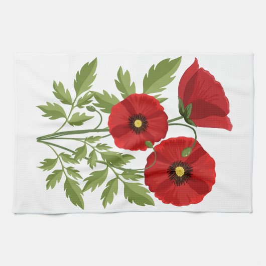 Mohn blüht fröhlich Sommer Blume Geschirrtuch (Horizontal)