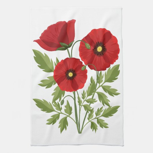 Mohn blüht fröhlich Sommer Blume Geschirrtuch (Vertikal)