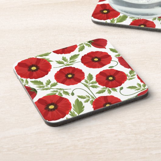 Mohn blüht fröhlich Sommer Blume Getränkeuntersetzer (Linke Seite)